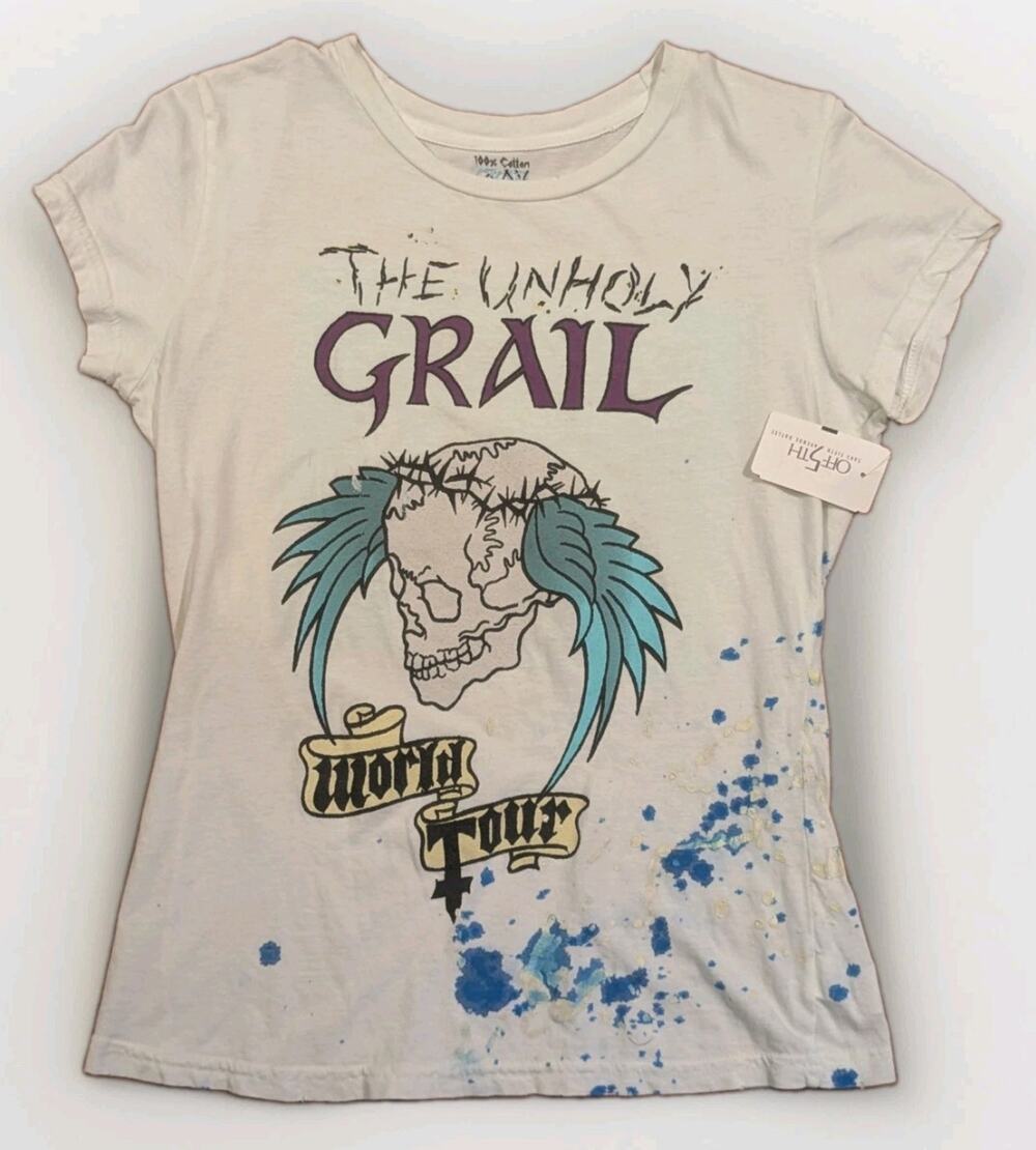 VTG GRAIL The Unholy Grail World Tour Tee Womens M Made In USA Saks Off 5th Y2K